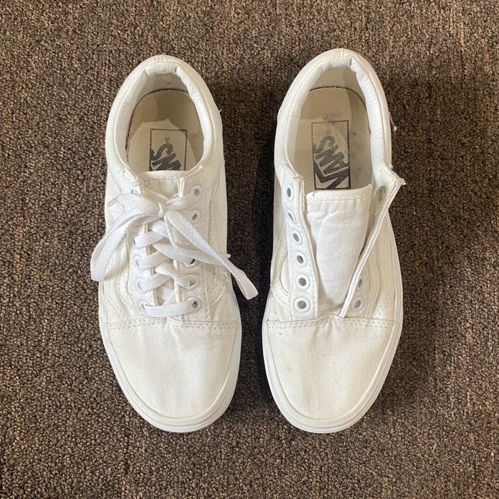 women’s 5.5 white, vans sneakers